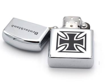 Preview: Sturmfeuerzeug Benzinfeuerzeug Survival Outdoor Camping Metall Chrom Deutschland