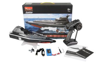 Preview: Amewi Black Turbo Militärboot mit Jetantrieb 420mm RTR schwarz RC Boot RC Modell