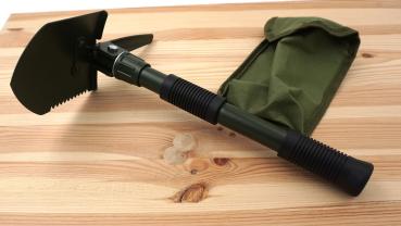 Klappspaten Bundeswehr BW 3in1 Schaufel Hacke Säge Camping Spaten mit Tasche
