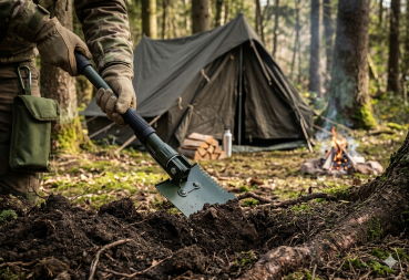 Preview: Klappspaten Mini Camping 3 in 1 Schaufel Hacke Säge Spaten + Tasche