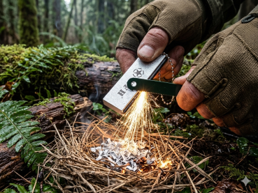 Preview: Feuerstarter Zündstahl Army BW Feueranzünder Feuerstahl nur 7g Camping