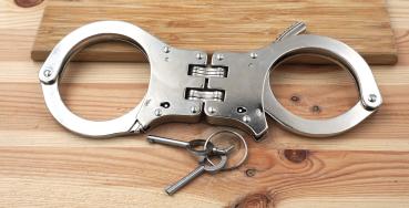 Handschellen mit Gelenk Double-Lock Stahl Fesseln Security 2 Schlüssel Silber