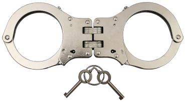 Handschellen mit Gelenk Double-Lock Stahl Fesseln Security 2 Schlüssel Silber