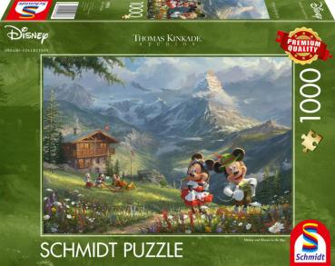 Preview: Schmidt Spiele Disney, Mickey & Minnie in den Alpen - 1000 Teile Puzzle (Thomas Kinkade)