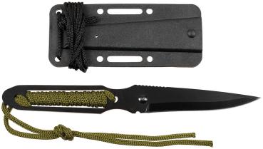 Neck Knife Messer EDC Outdoor geschwärzte Klinge 3Cr13 Kunststoffscheide 20cm