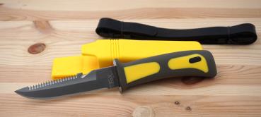 Outdoor Tauchermesser 3Cr13 Stahl Wellenschliff Gurtschneider Beinmesser Arm