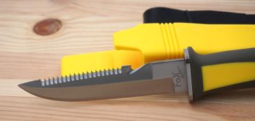 Outdoor Tauchermesser 3Cr13 Stahl Wellenschliff Gurtschneider Beinmesser Arm