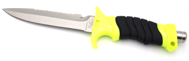 Preview: Fox Outdoor Tauchermesser Profi Beinholster Rettungsmesser Neongelb Glasbrecher