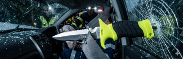 Preview: Fox Outdoor Tauchermesser Profi Beinholster Rettungsmesser Neongelb Glasbrecher
