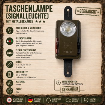 Militär Signalleuchte Taschenlampe Metall NATO BW VELAMP Armee