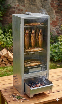 Preview: Peetz Räucherofen Smoker verzinkt Räucherschrank Fisch Fleisch Grill 85x39x28cm
