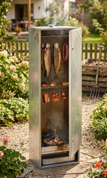 Preview: Peetz Räucherofen Smoker verzinkt Räucherschrank Fisch Fleisch Tür 100x39x28cm
