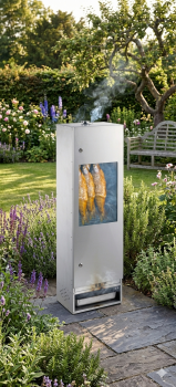 Preview: Peetz Räucherofen verzinkt Räucherschrank Sichtfenster Fisch Tür 120x39x28cm