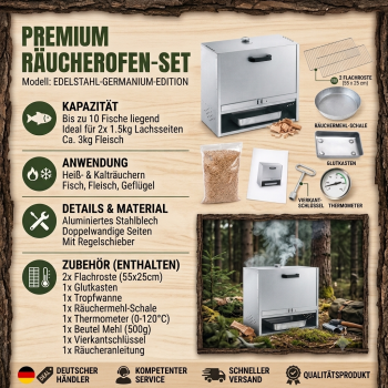 Preview: Peetz Räucherofen Smoker verzinkt Räucherschrank Fisch Fleisch Grill 50x60x28cm