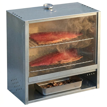 Preview: Peetz Räucherofen Smoker verzinkt Räucherschrank Fisch Fleisch Grill 50x60x28cm