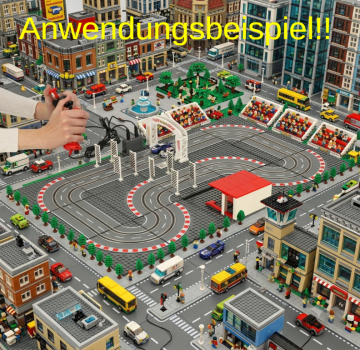 Preview: Autorennbahn Baustein Kompatibel 1:87 Slotcar Rennbahn 38x64cm Kinder Spielzeug