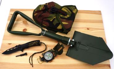 BW Outdoor Survival Set Klappspaten Kompass Messer Feuerstarter Bushcraft