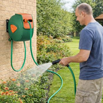 Automatischer Gartenschlauchaufroller Wand Schlauchbox Schlauchtrommel 2 Längen