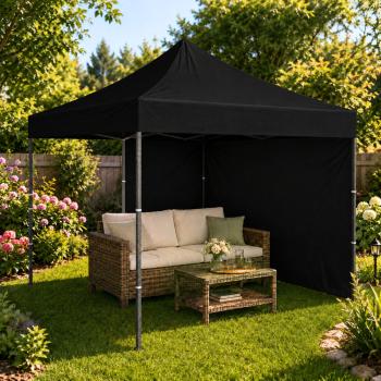 Profi Faltpavillon 3x3m STAHLGESTELL Wasserdicht 420D Expresszelt Schwarz