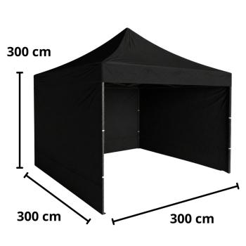 Profi Faltpavillon 3x3m STAHLGESTELL Wasserdicht 420D Expresszelt Schwarz