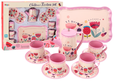 Lean Kaffee-Tee-Set Tassen Wasserkocher Tablett Pink Cafe 12-tlg. Spielset Küche