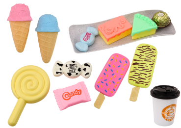 Preview: Lean Süßwaren-Café-Set Süßigkeiten Figuren Kaffee Kuchen 25-tlg. Spielset Küche