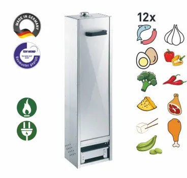 Peetz Räucherofen Smoker verzinkt Räucherschrank Fisch Fleisch Grill 100x26x21cm