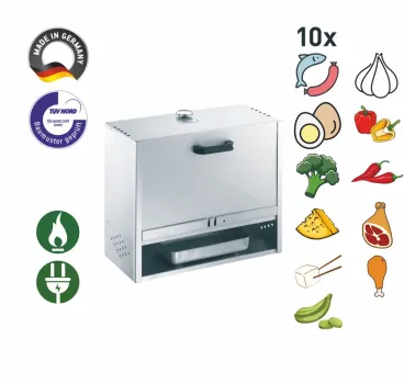 Preview: Peetz Räucherofen Smoker verzinkt Räucherschrank Fisch Fleisch Grill 50x60x28cm