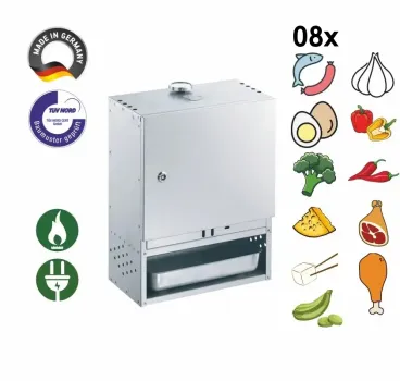 Preview: Peetz Räucherofen Smoker verzinkt Räucherschrank Fisch Fleisch Tür 50x39x28cm
