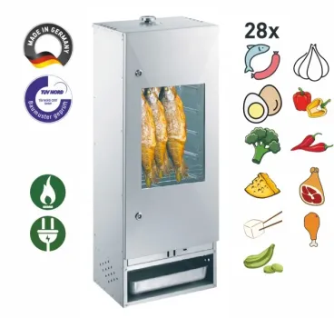 Peetz Räucherofen verzinkt Räucherschrank Sichtfenster Fisch Tür 100x39x28cm