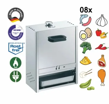 Peetz Edelstahl Räucherofen Räucherschrank Fisch Fleisch 50x39x28cm Schieber