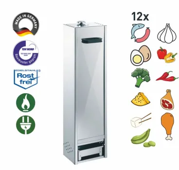 Peetz Edelstahl Räucherofen Räucherschrank Fisch Fleisch 100x26x21cm Schieber