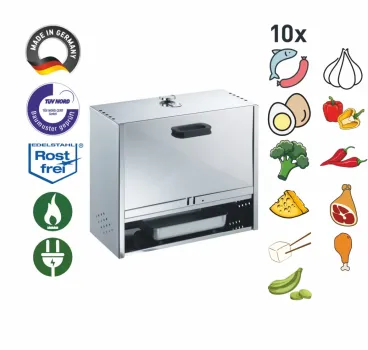 Preview: Peetz Edelstahl Räucherofen Räucherschrank Fisch Fleisch 50x60x28cm Schieber
