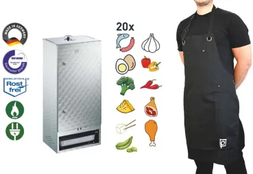 Preview: Peetz Edelstahl Räucherofen doppelwandig Schrank marmoriert 85x39x28cm Tür