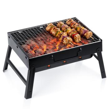 Preview: Holzkohlegrill Grill Klappgrill Koffergrill Campinggrill Tragbar BBQ 40cm Angeln