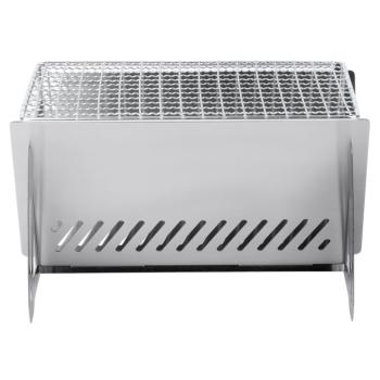 Preview: Edelstahl Holzkohlegrill Camping Klappgrill Faltgrill Mini Grill 21x16,5x12,5cm