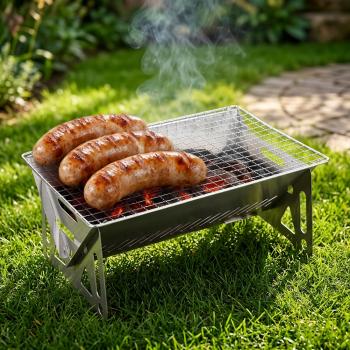Edelstahl Holzkohlegrill Camping Klappgrill Faltgrill Mini Grill 28x18x12cm