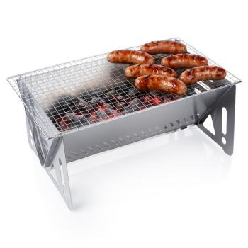 Preview: Edelstahl Holzkohlegrill Camping Klappgrill Faltgrill Mini Grill 40x24x17cm