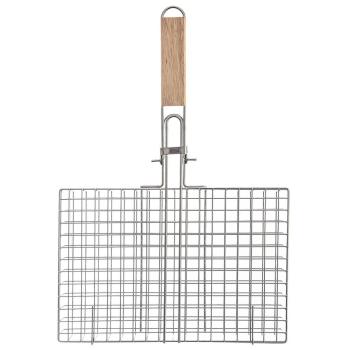Preview: Grillkorb verchromt Grillrost Gemüsekorb Fisch Fleisch Grillzubehör 32x22,5cm