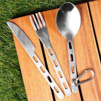 Outdoor Campingbesteck Set Edelstahl Reisebesteck Karabiner Camping Besteck