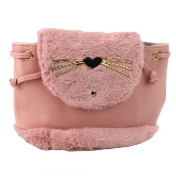 Preview: Lean Kinderrucksack Plüschohren Verstellbarer Riemen Rosa 22cm 4L Rucksack