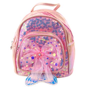 Lean Kinderrucksack Pailletten Tüll Schleife Rosa 20cm 3,8L Rucksack