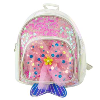 Lean Kinderrucksack Pailletten Tüll Schleife Weiß 20cm 3,8L Rucksack