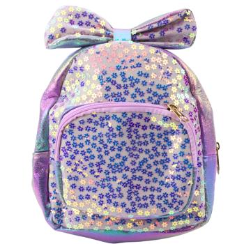 Lean Kinderrucksack mit Pailletten in Blumenschleife Lila 22cm 2,8L Rucksack