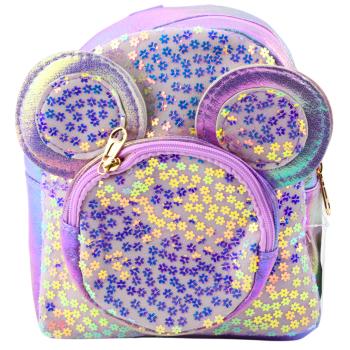 Lean Kinderrucksack mit Pailletten Mausohren Lila 22cm 3L Rucksack