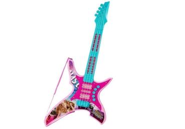 Preview: Lean E-Gitarre mit Lichtern und Sounds Pink 62cm für Kinder Instrument