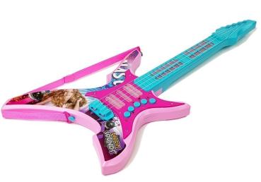 Preview: Lean E-Gitarre mit Lichtern und Sounds Pink 62cm für Kinder Instrument