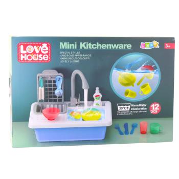 Preview: Lean Küchenspüle mit Wasserzirkulation und Farbwechsel 12 Stück Spielset Küche