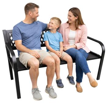 Preview: Gartenbank Sitzbank Terrasse Garten Metall 2.5-Sitzer Schwarz 120 cm Gartenmöbel