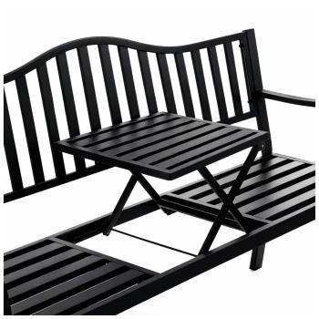 Gartenbank Terrasse Garten Metall 3 Sitzplätze Schwarz 150 cm mit Tisch Parkbank